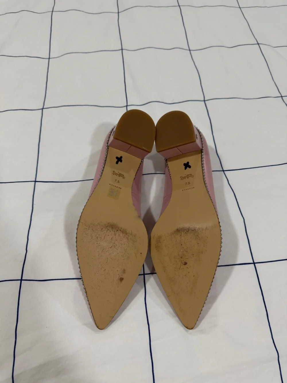 Coach Dusty Pink Pointed-Toe Leather Flats - Picture 3 of 3